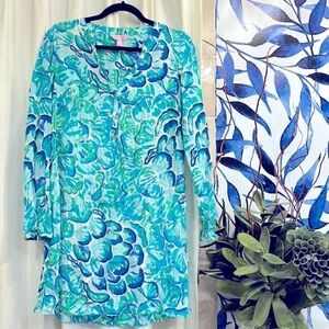 LILLY PULITZER Womens Agate Green Lazy River Delphine Stretch Silk Tunic Dress S